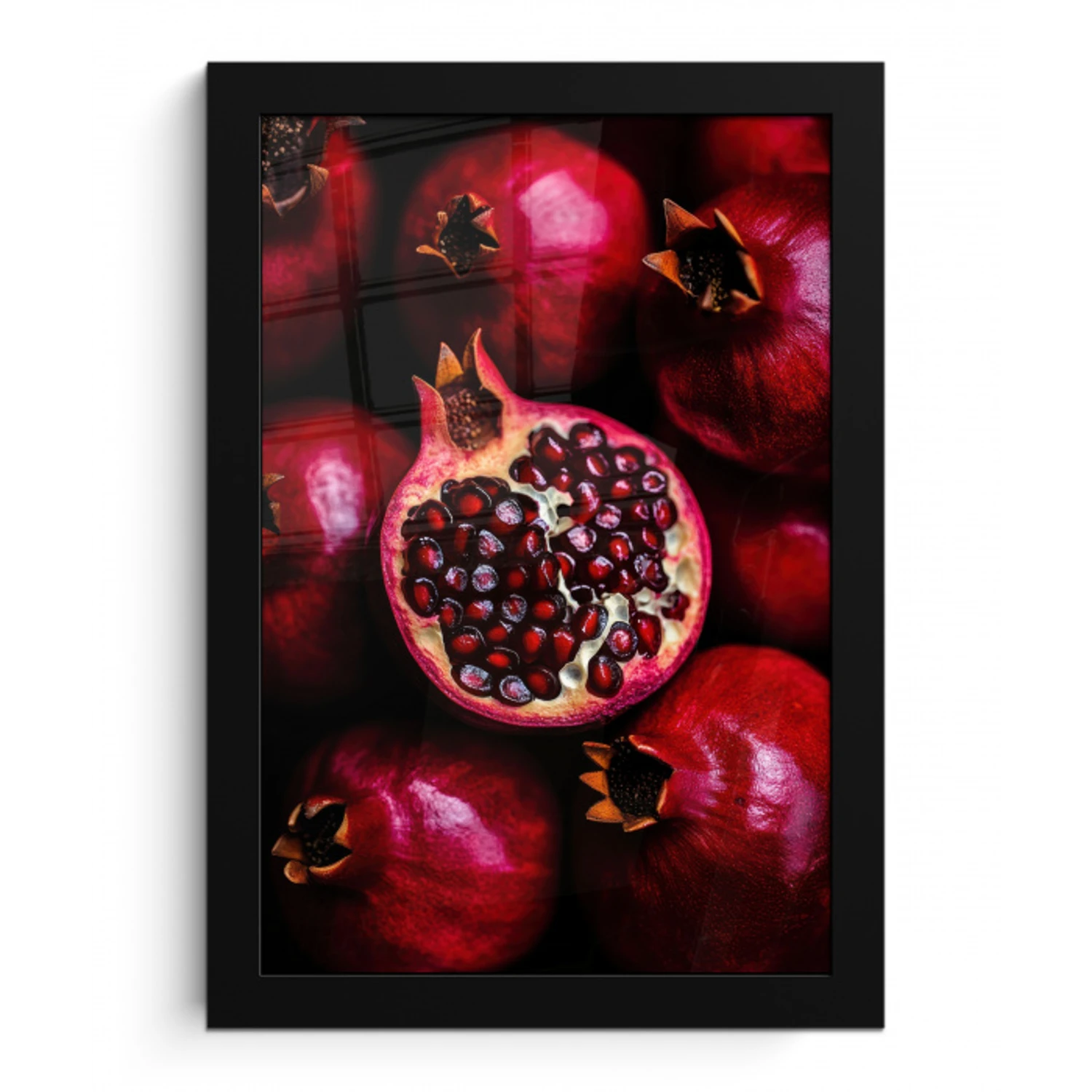 Granaatappel - Rood - Fruit fotolijst zwart zonder passe partout klein -3d