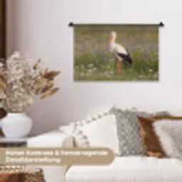 Ooienvaar - Bloemen - Weide - Kleurrijk Wandkleed katoen klein -tsfeer1_DE