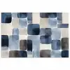 Patroon - Blauw - Vierkanten poster papier klein -3d