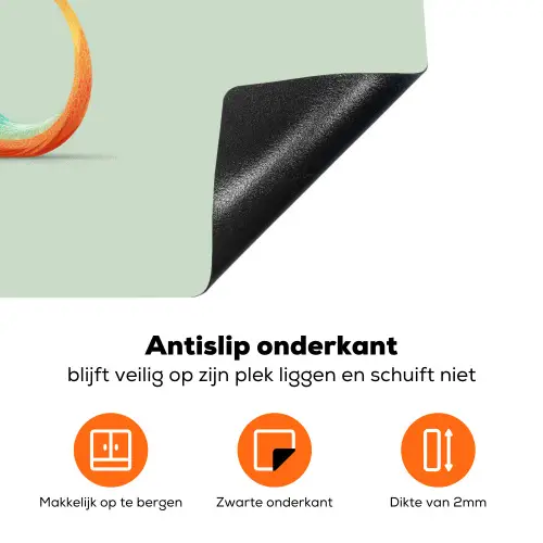 Staart - Dino - Minimalistisch - Blauw Inductie beschermer vinyl 3mm klein -zzzzzzz-td-onderkant