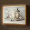 Stilleven - Wit - Kaarsen - Rustiek - Natuur Light Box met batterij (Wandlamp) middel -z3d_website