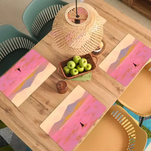 Bloemenweide - Heuvels - Silhouet - Roze Placemat vinyl groot -zzsfeer5_Kitchenyeah-website
