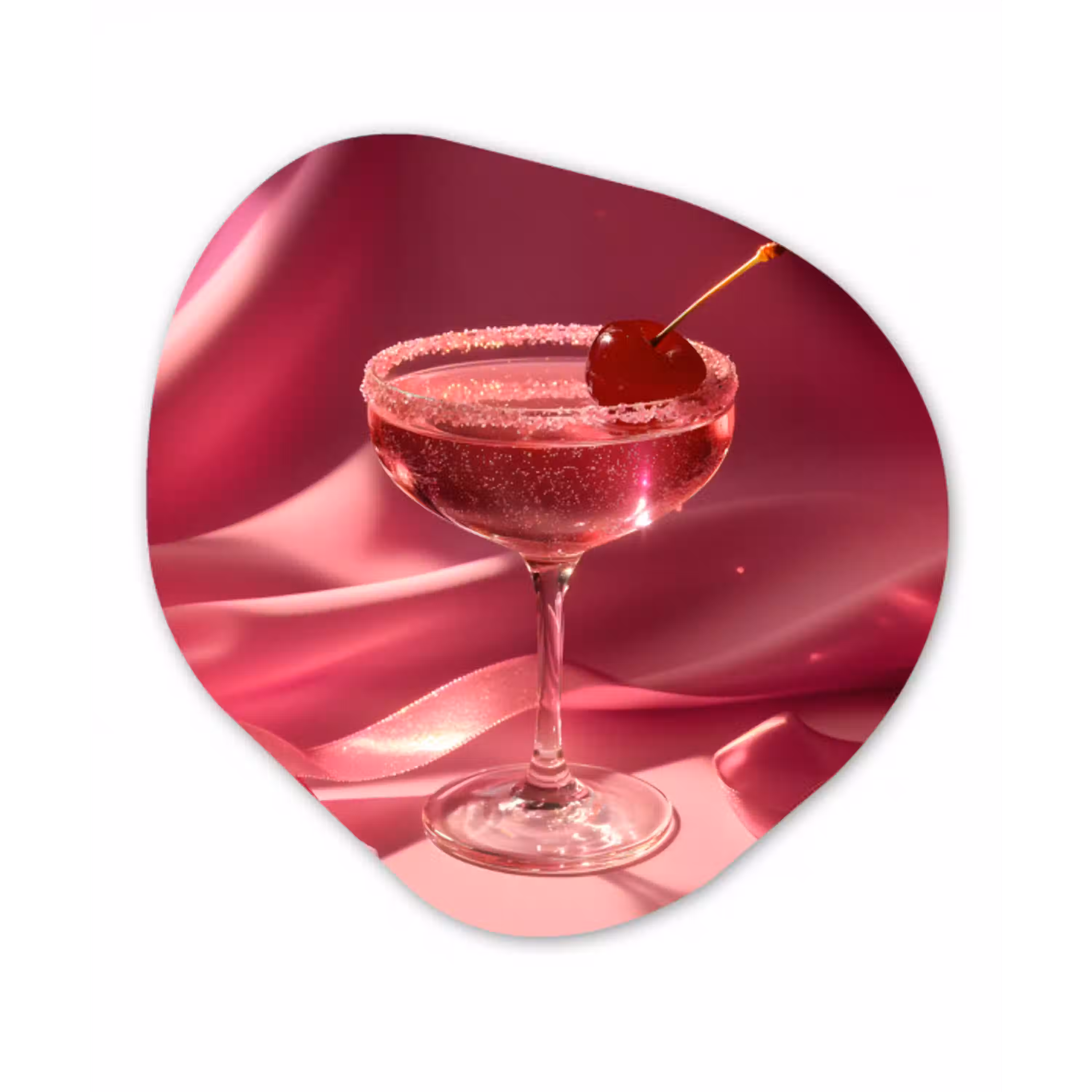 Cocktail - Pink - Luxe Wandcirkel Organisch Forex 3mm klein -3d