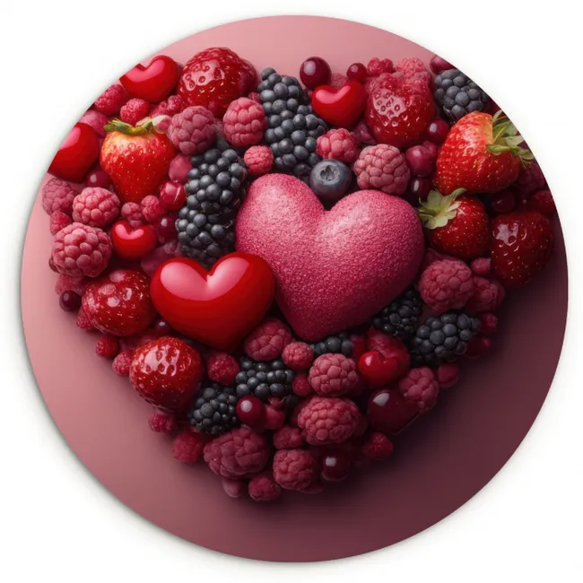 Fruit - Hartjes - Aardbeien - Frambozen - Bosbessen KitchenYeah - Keuken - Wandcirkel Forex klein -3d