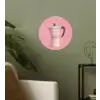 Roze - Mokkapot - Illustratie - Koffie Wandcirkel behangsticker klein -sfeer2