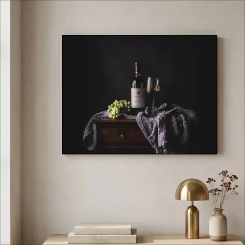 Druiven - Wijn - Rood - Tafel Textielframe zwart klein -sfeer2
