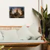 Tempel - Zonsondergang - Boeddha beelden - Buddha tuinposter los doek klein -sfeer7
