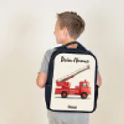 Brandweerwagen - Getekend - Rood Rugzak - Zwart middel -sfeer2