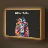 Leeuwen - Kleurrijk - Zwart - Dieren Light Box met batterij (Wandlamp kind) middel -z3d_website