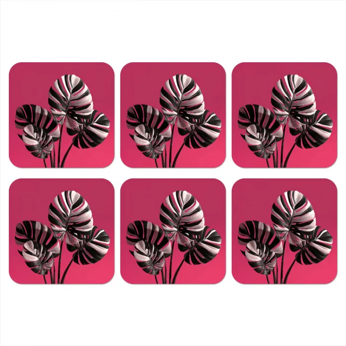 Bladeren - Rond - Roze onderzetter kurk middel -3d