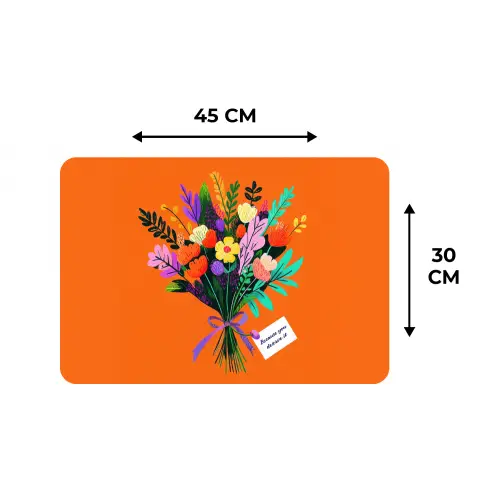 Kaartje - Boeket - Bloemen Placemat vinyl groot -specs