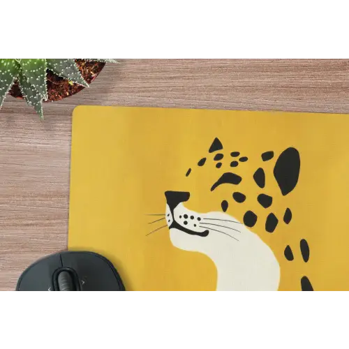 Cheetah - Illustratie - Geel muismat rubber klein -closeup