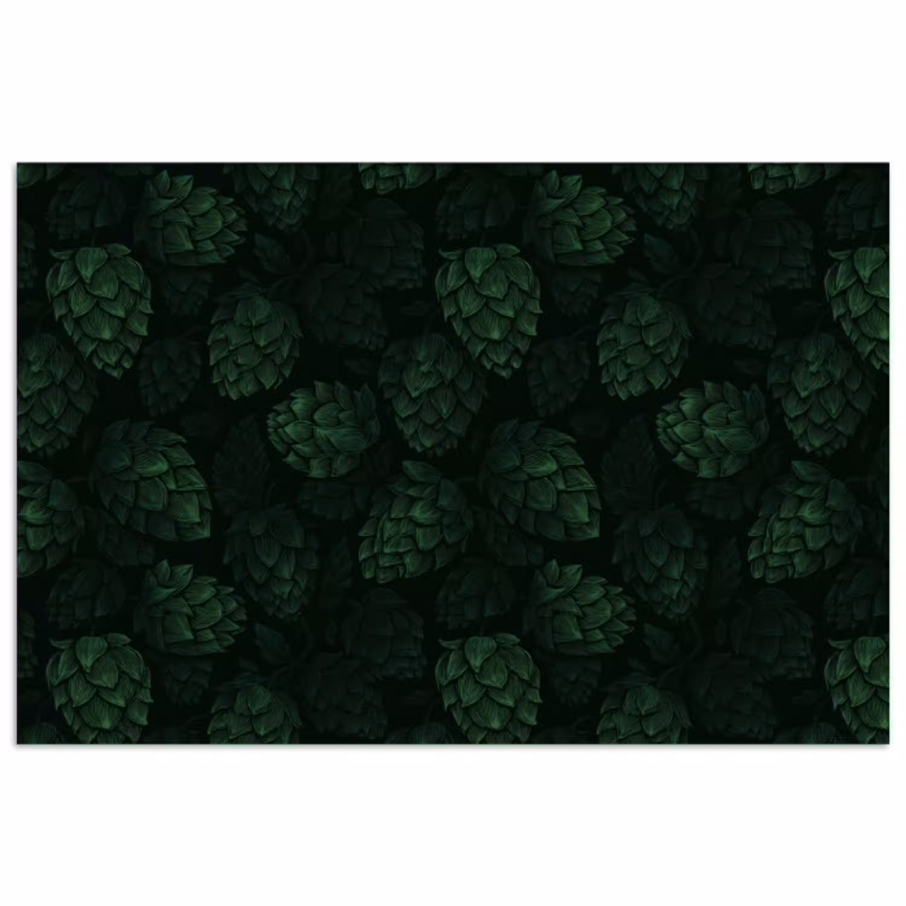 Donker - Groen - Hopbellen - Botanisch - Illustratie poster papier klein 62 -3d