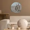 Scheepsstuur - Hout - Bruin - Zand Akoestische PET Vilt - Rond klein -sfeer1