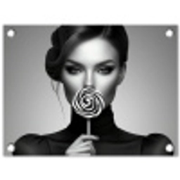 Vrouw - Lolly - Zwart tuinposter los doek klein -3d