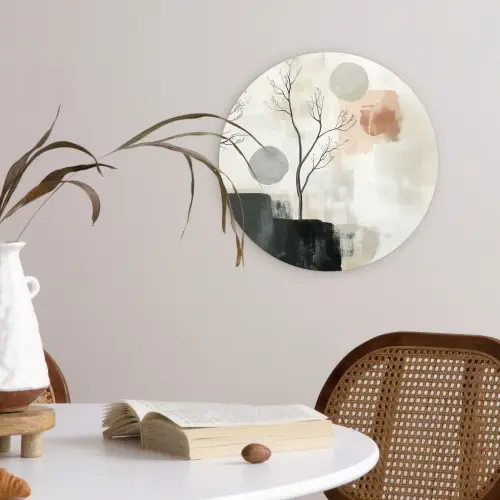 Wabi sabi - Beige - Plant Wandcirkel kunststof plaat 5mm dik klein -sfeer4