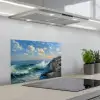 Zee - Golven - Rotsen - Meeuwen keuken achterwand spatscherm klein -3d_schuin