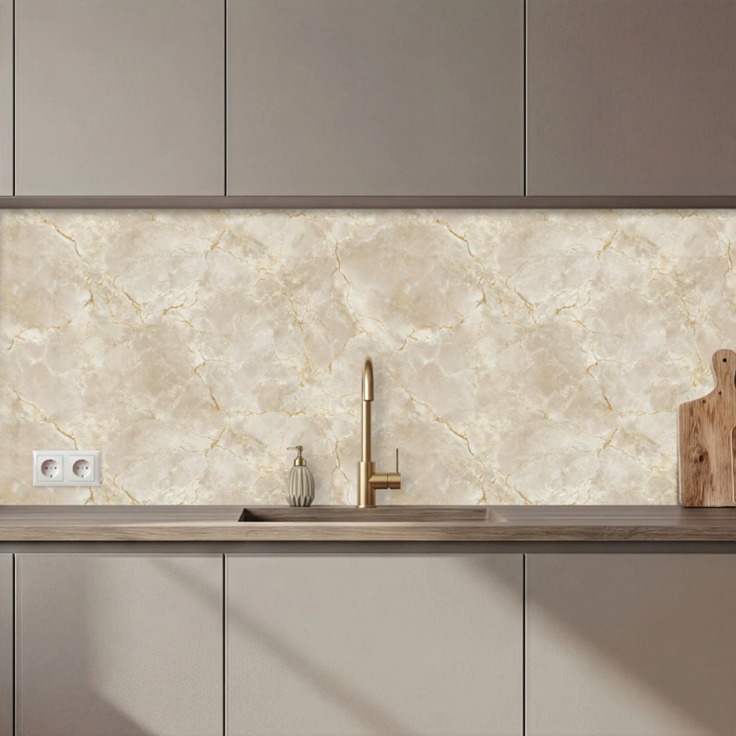 Lichtbeige - Marmer - Aders keuken achterwand 2 middel 871 zz_3dshopping