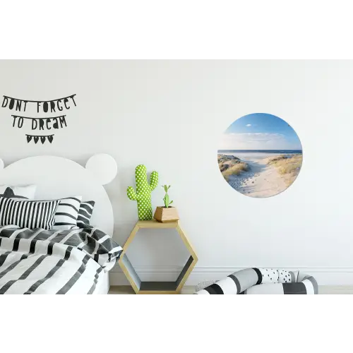 Duin - Meeuw - Strand - Zee - Zon Wandcirkel aluminium klein -kinderkamer