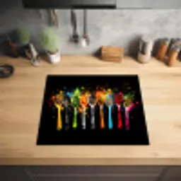 Lepels - Kruiden - Modern - Graffiti - Verf - Kleurrijk Inductie beschermer vinyl 3mm middel -sfeer5