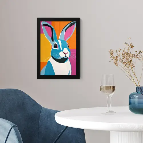 Haas - Kleurvakken - Oren - Roze fotolijst zwart zonder passe partout klein -sfeer4