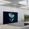 Bladeren - Bloem - Glazen - Donkerblauw keuken achterwand spatscherm klein -3d_schuin