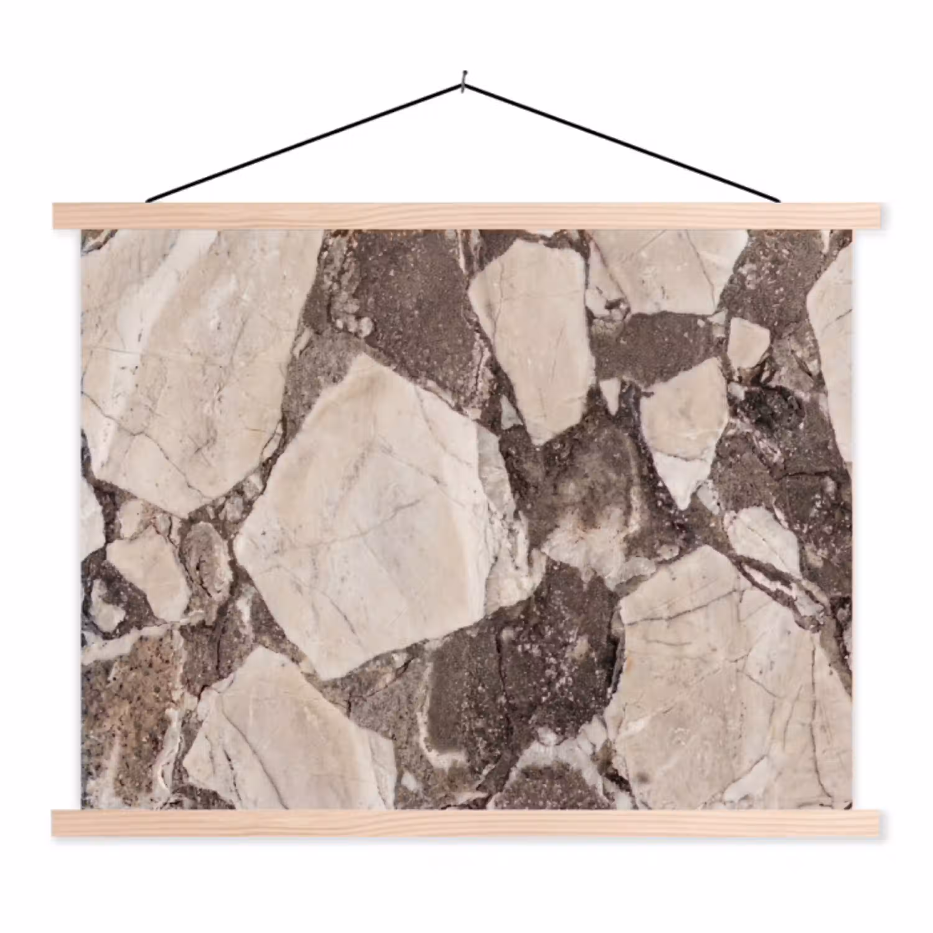 Textuur - Marmer - Abstract - Beige - Bruin textielposter latten blank klein -3d