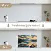 Berg - Rivier - Zonsondergang keuken achterwand spatscherm klein -voor_na_NL