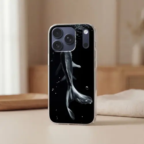 Koi - Vissen - Water - Zwart Telefoonhoesje iPhone 17 Pro klein -sfeer2