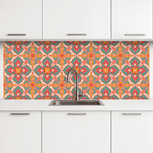 Patroon - Hippie - Oranje keuken achterwand 2 middel 871 -3d
