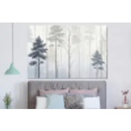 Bos - Bomen - Mist - Natuur - Illustratie - Grijs forex 5mm xxl -slaapkamer