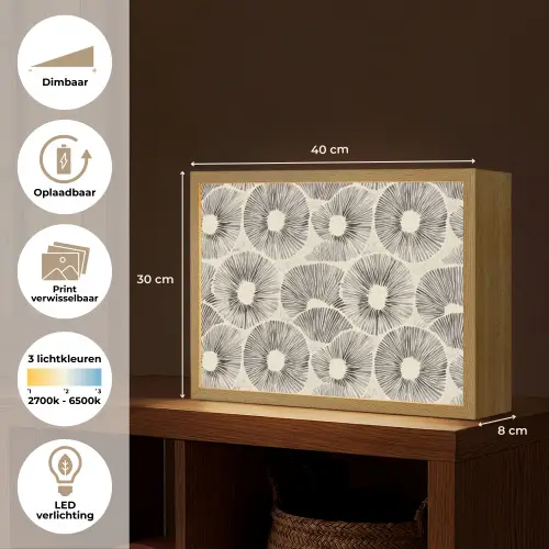 Cirkels - Patroon - Zwart Light Box met batterij (Wandlamp) middel 907 -USP_websiteoverzichtNL