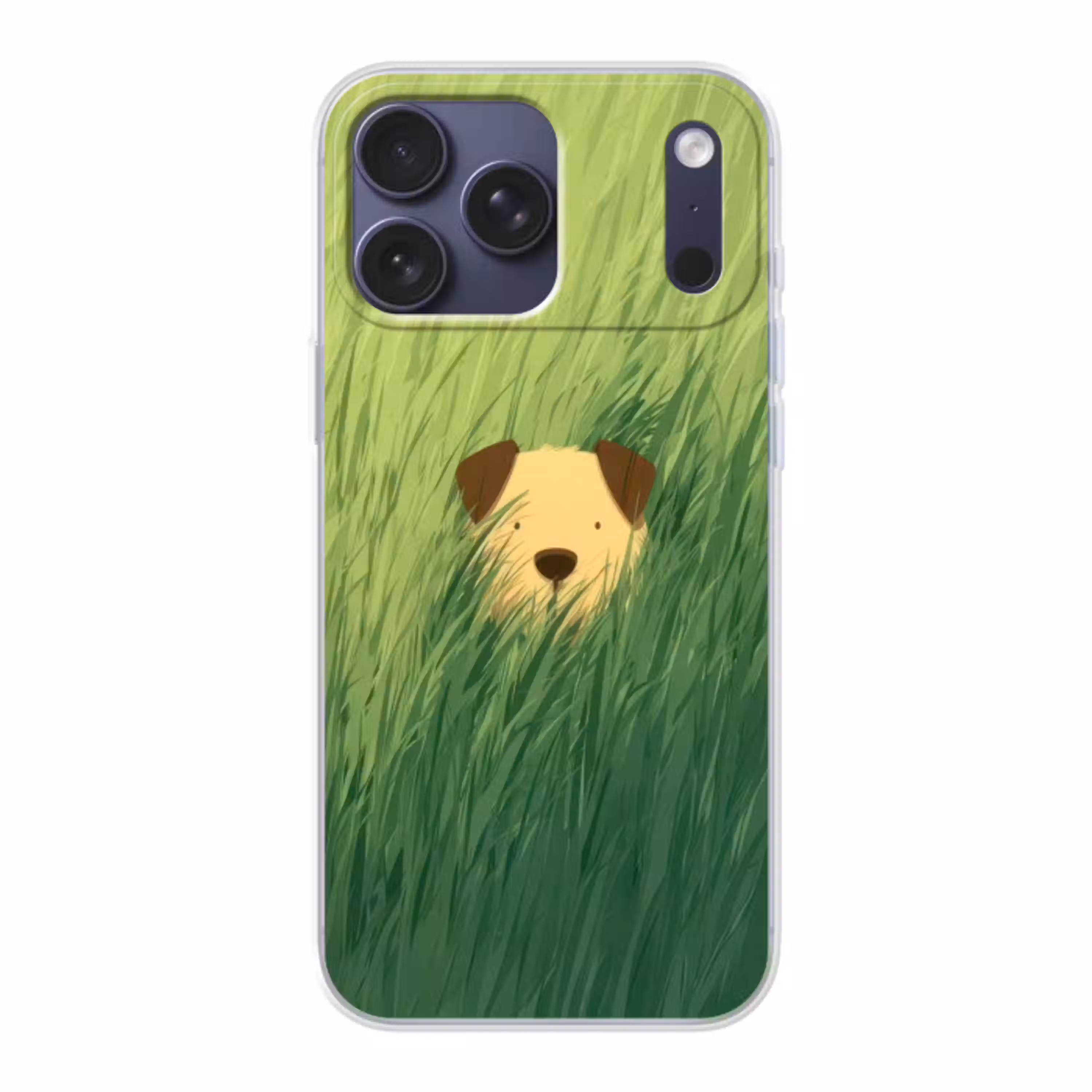 Hondje - Gras - Oren - Bruin Telefoonhoesje iPhone 17 Pro Max klein -3d