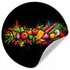 Groente - Eten - Kruiden - Graffiti - Koken Wandcirkel behangsticker klein -3d