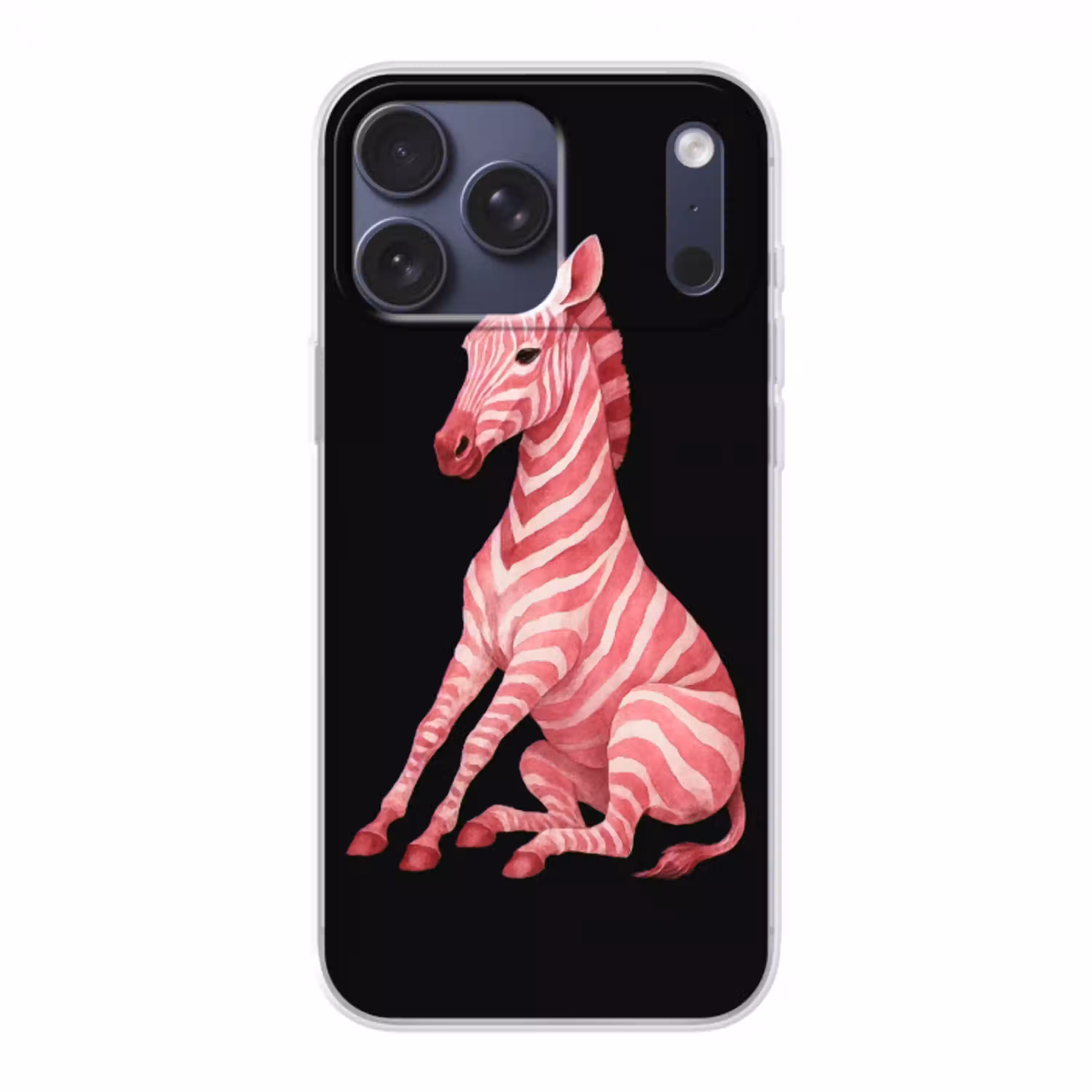 Zebra - Roze - Gestreept Telefoonhoesje iPhone 17 Pro Max klein -3d