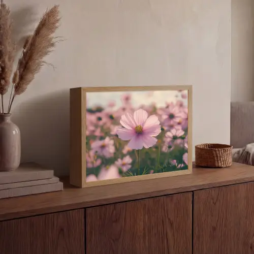 Bloemen - Paars - Wazig Light Box met batterij (Wandlamp) middel -sfeer2