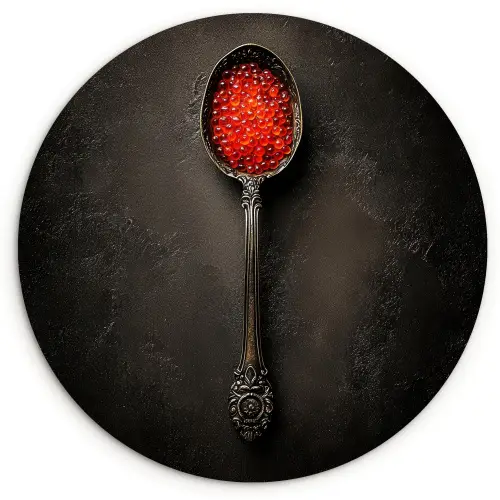 Zwart - Lepel - Caviar Wandcirkel kunststof plaat 5mm dik klein -3d