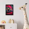 Boombox - Rood - Graffiti - Neon fotolijst zwart zonder passe partout klein -usfeer4_kinderkamer