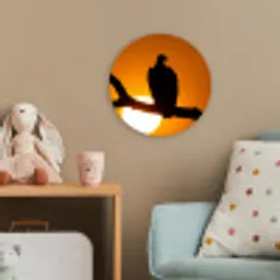 Gier - Tak - Zon - Oranje Wandcirkel kunststof plaat 5mm dik klein -tsfeer1_kind