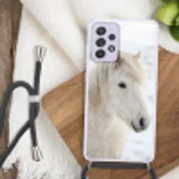 Paard - Kop - Winter - Dieren - Wit Hoesje Samsung Galaxy A52 5G met koord klein -sfeer4