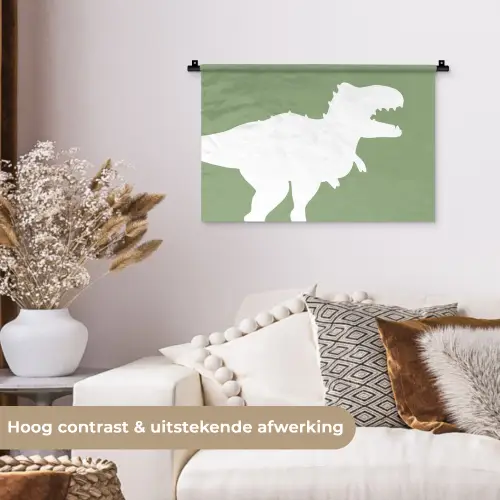 Dino - T-rex - Dinosaurus - Groen - Tyrannosaurus rex Wandkleed katoen klein -sfeer1