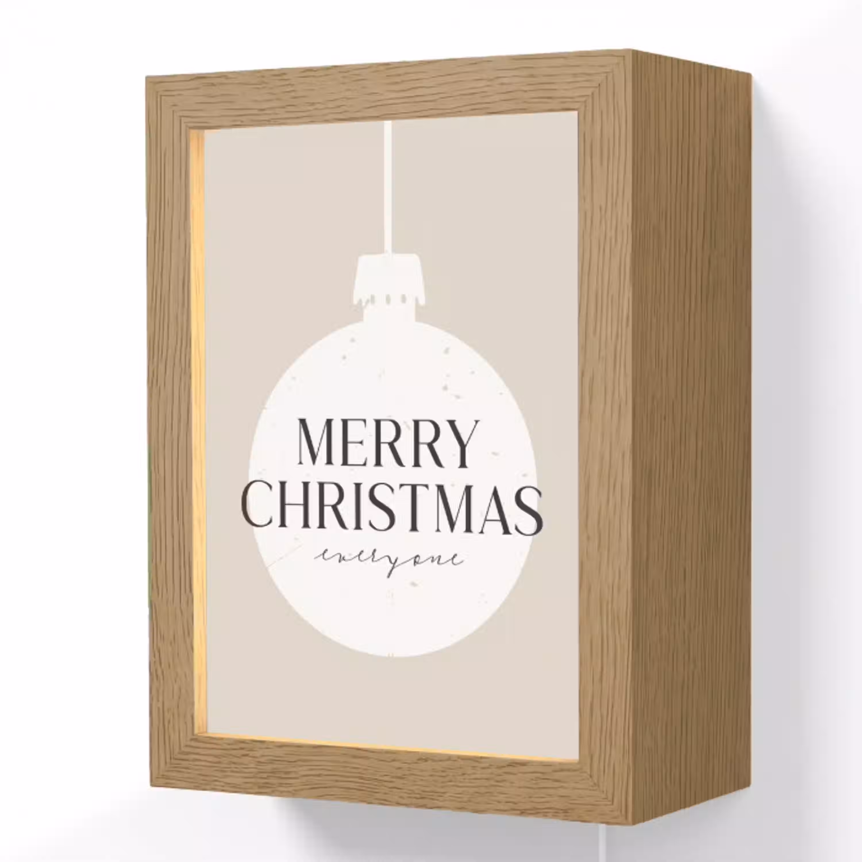 Christmas - Kerstballen - Japandi - Witte kerstballen Light Box met kabel (Wandlamp) klein -3d