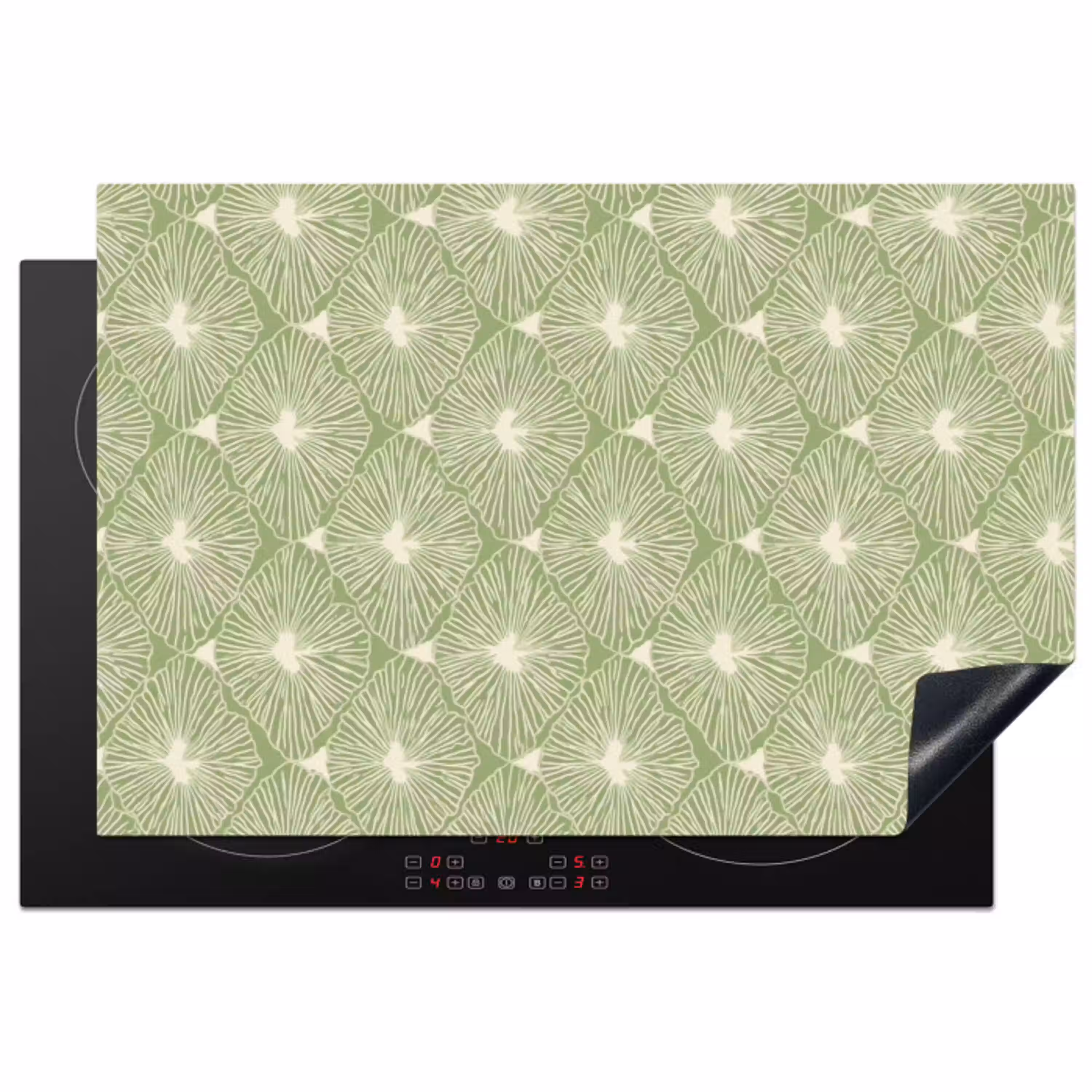 Saliegroen - Botanisch - Ruiten - Organisch - Patroon Inductie beschermer vinyl 3mm klein 276 -3d
