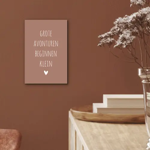 Quotes - Grote avonturen beginnen klein - Spreuken aluminium wit klein -sfeer4