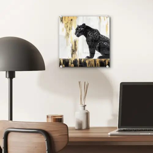Panter - Zwart - Abstract - Goud plexiglas 5mm klein -sfeer6