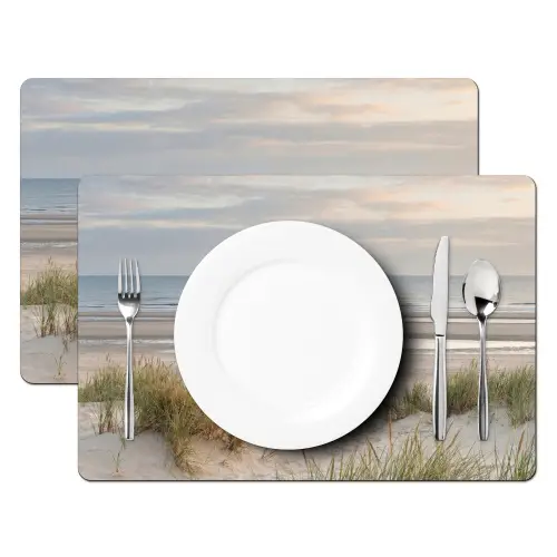 Zandstrand - Bewolkt - Duinen Placemat vinyl groot -zzsfeer2_Kitchenyeah-website