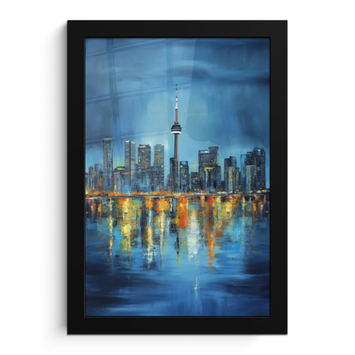 Skyline Toronto - Water - Stadslichten - Toren fotolijst zwart zonder passe partout klein -3d