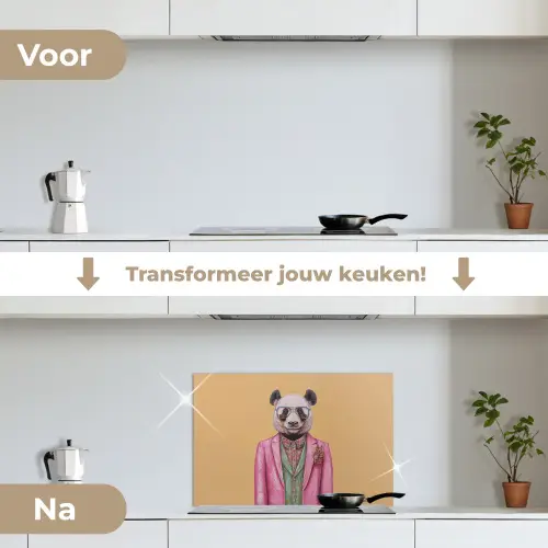 Panda - Pak - Zonnebril - Blauw keuken achterwand spatscherm klein -voor_na_NL