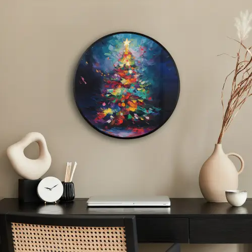 Kerstboom - Kerst - Abstract - Kleurrijk Fotolijst rond zonder passe partout klein -sfeer1