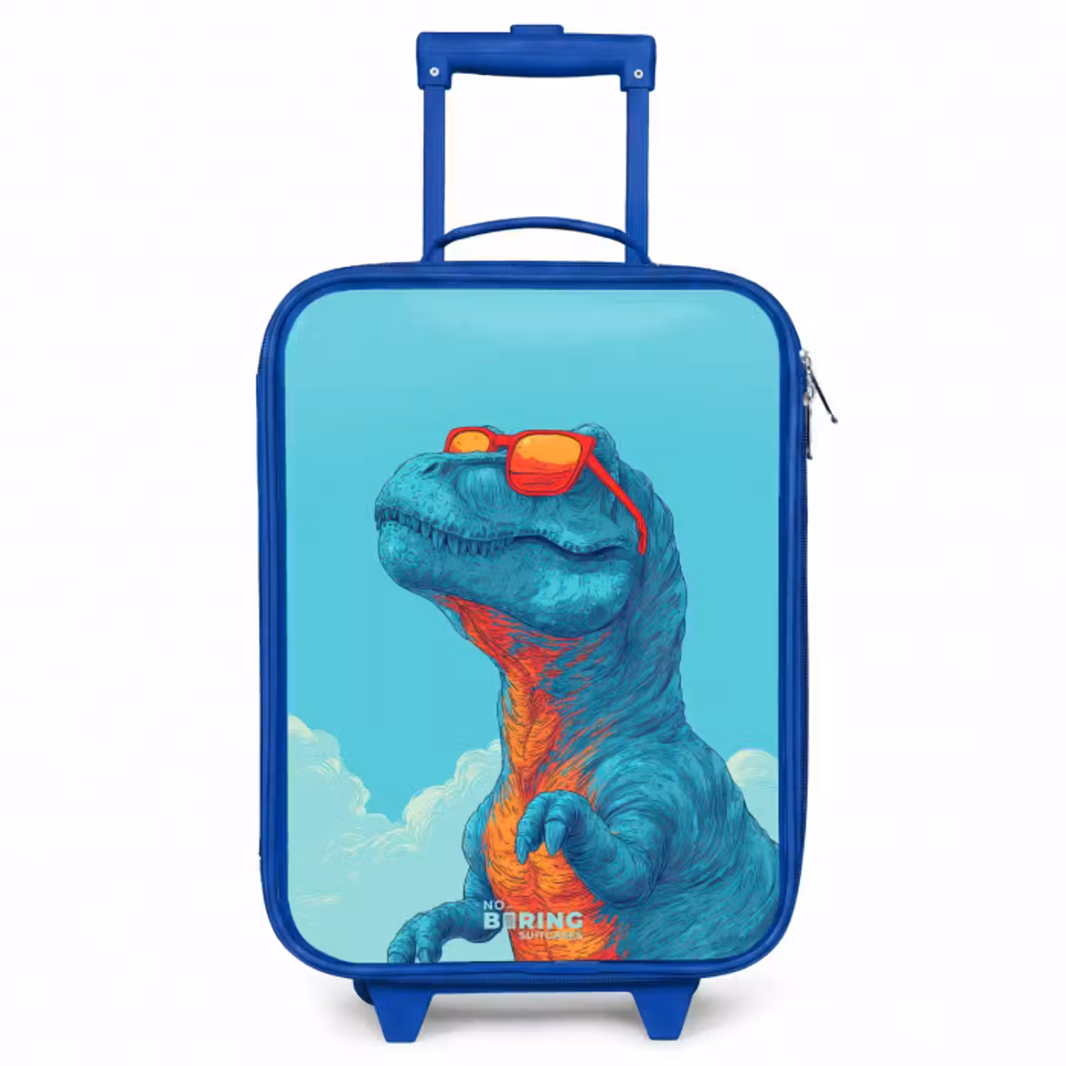 Kinderkoffer - Blauw - Dino met zonnebril